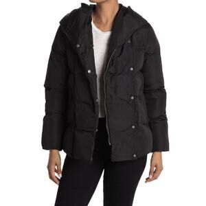 Lucky Brand Women's Hooded Missy Pillow Puffer Jacket‎ in Black Large MSRP $198
